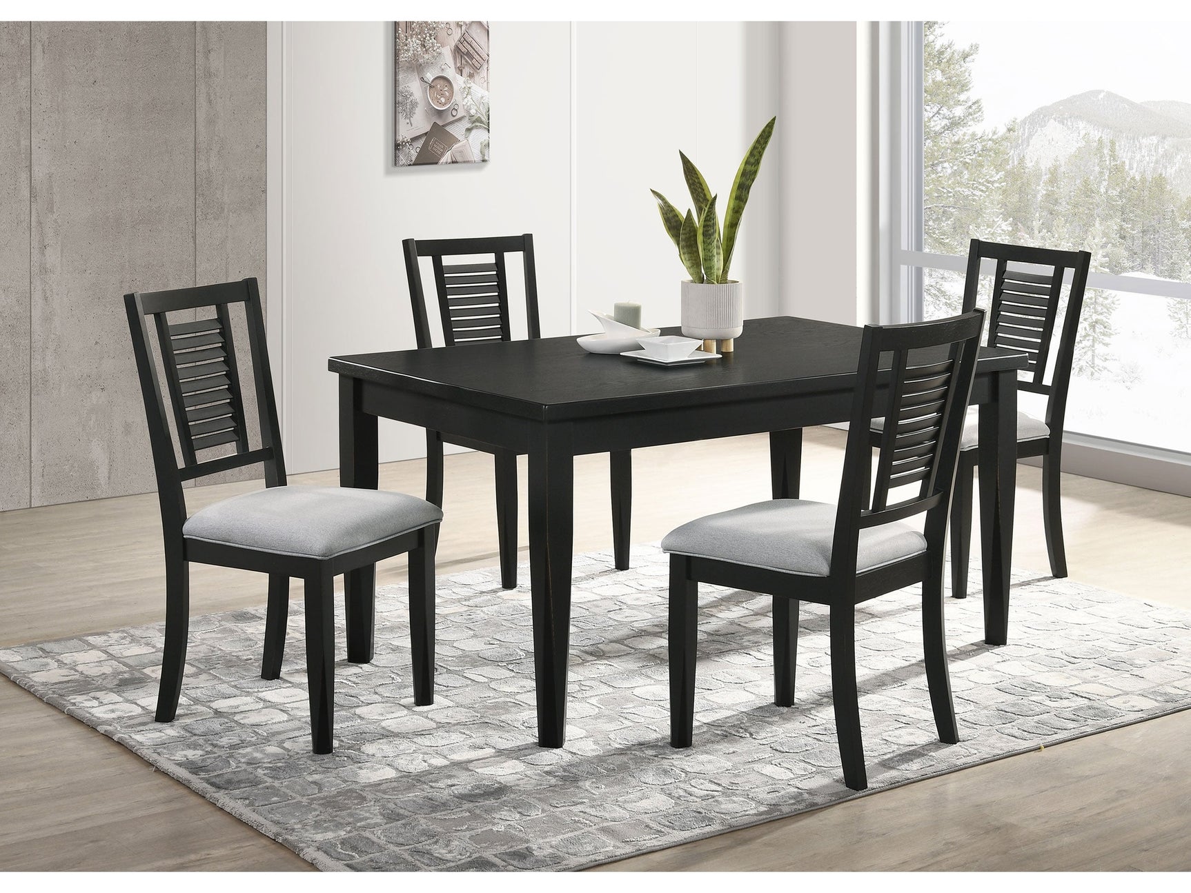 Appleton Washed Black 5-piece Dining Room Set - Ornate Home