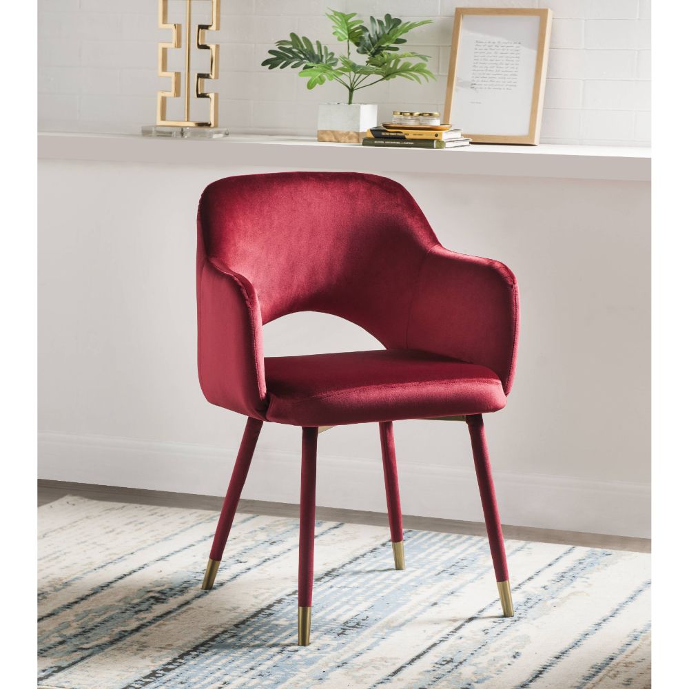 Applewood Bordeaux-Red Velvet & Gold Accent Chair - Ornate Home