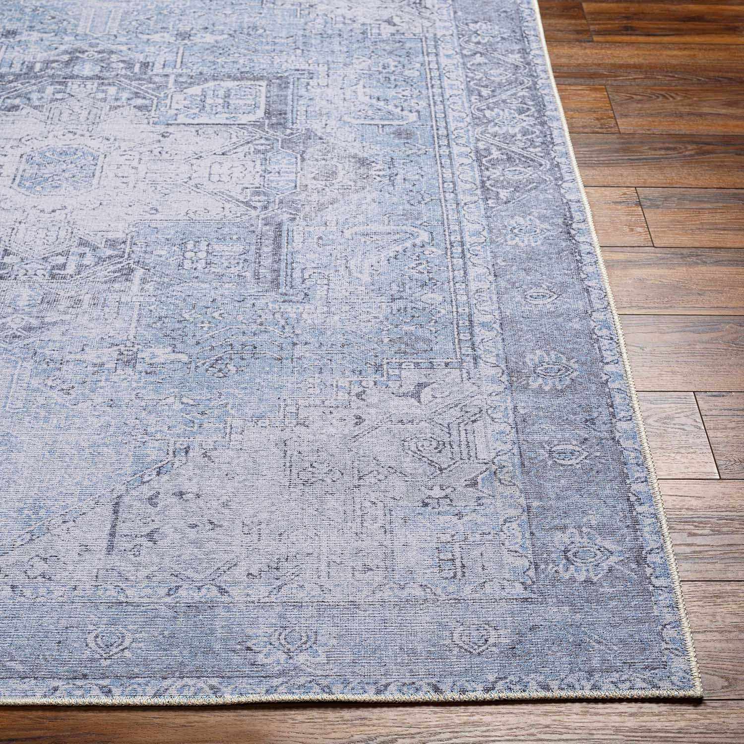 Aqua Rosman Washable Area Rug - Clearance - Ornate Home