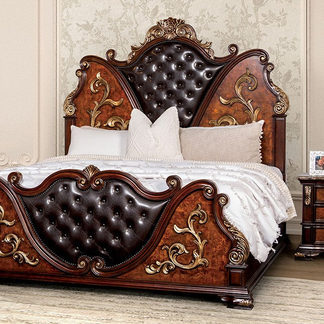 Aquilina Cherry/Oak 5 Pc. Queen Bedroom Set w/ Chest - Ornate Home
