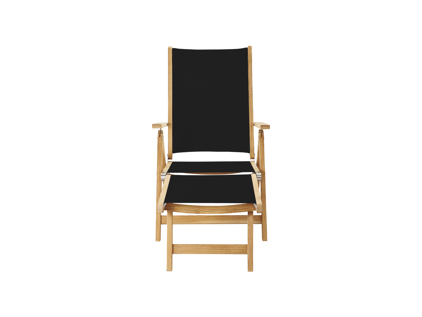 Aquitania Teak Black Outdoor Folding Lounge Deck Chair - Ornate Home