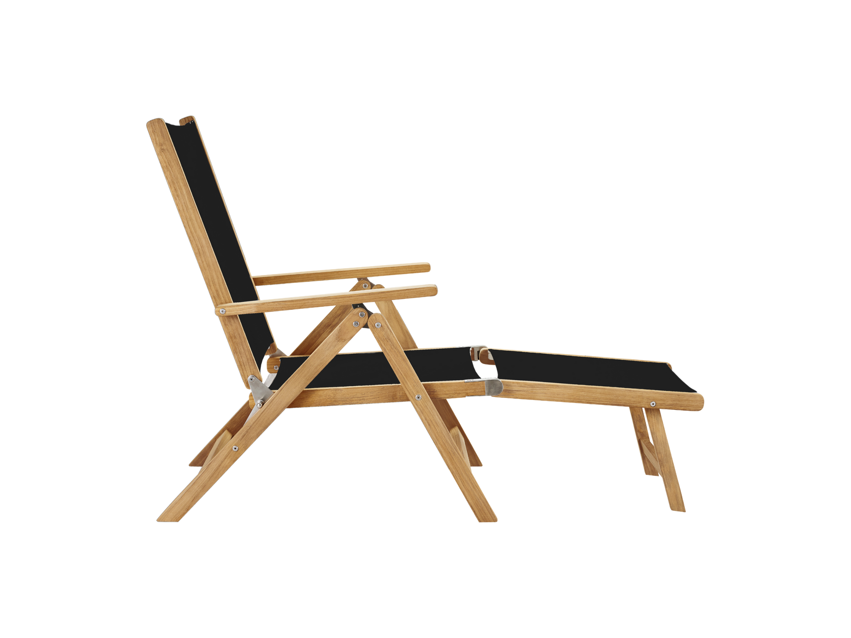 Aquitania Teak Black Outdoor Folding Lounge Deck Chair - Ornate Home