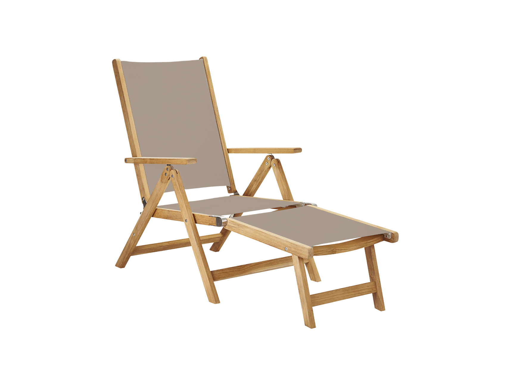 Aquitania Teak Taupe Outdoor Folding Lounge Deck Chair - Ornate Home