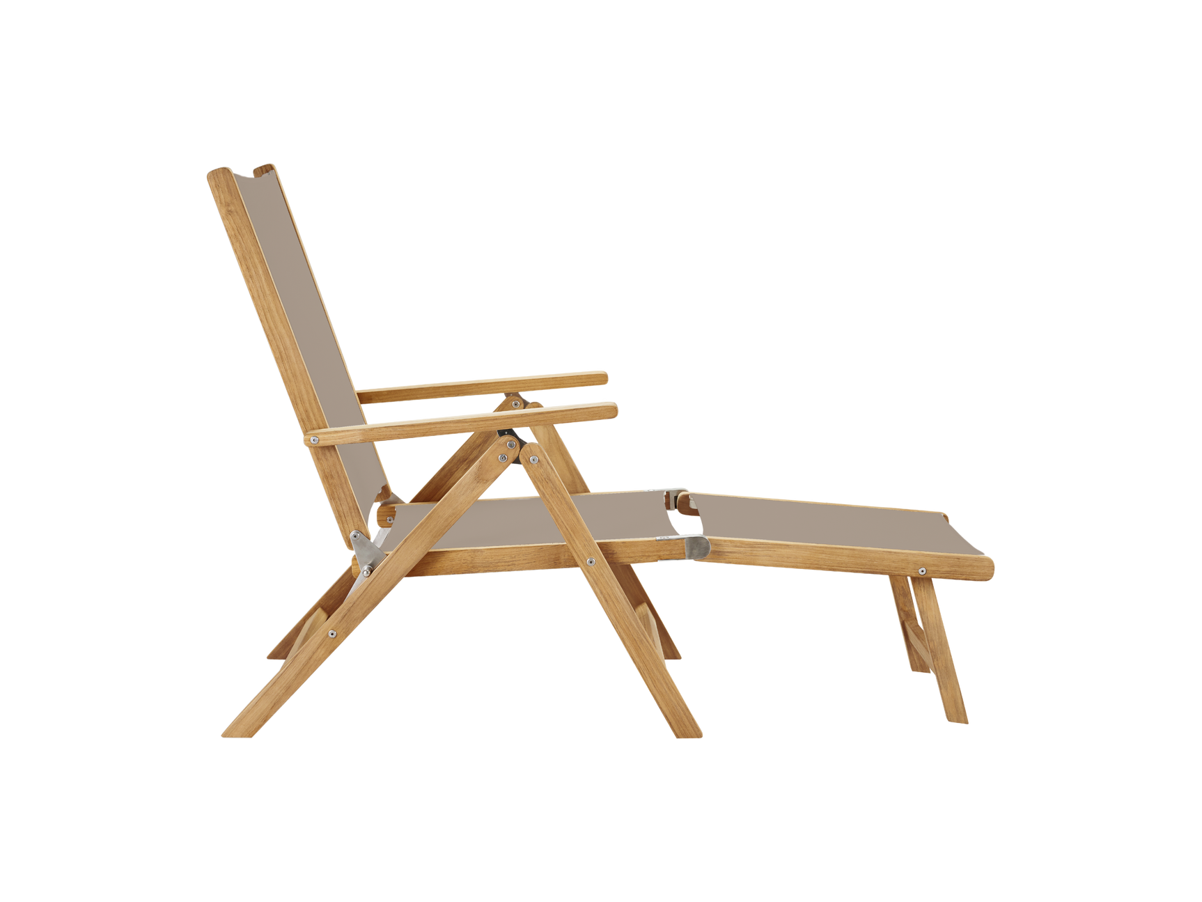 Aquitania Teak Taupe Outdoor Folding Lounge Deck Chair - Ornate Home