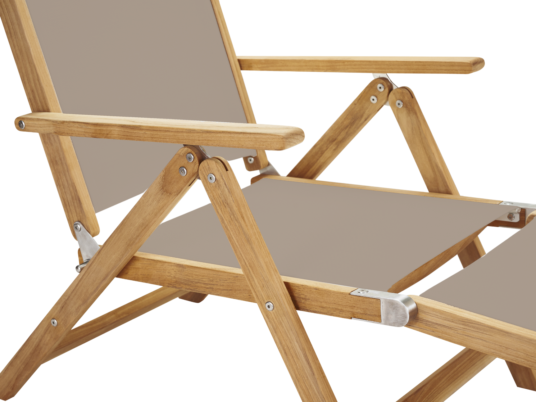 Aquitania Teak Taupe Outdoor Folding Lounge Deck Chair - Ornate Home
