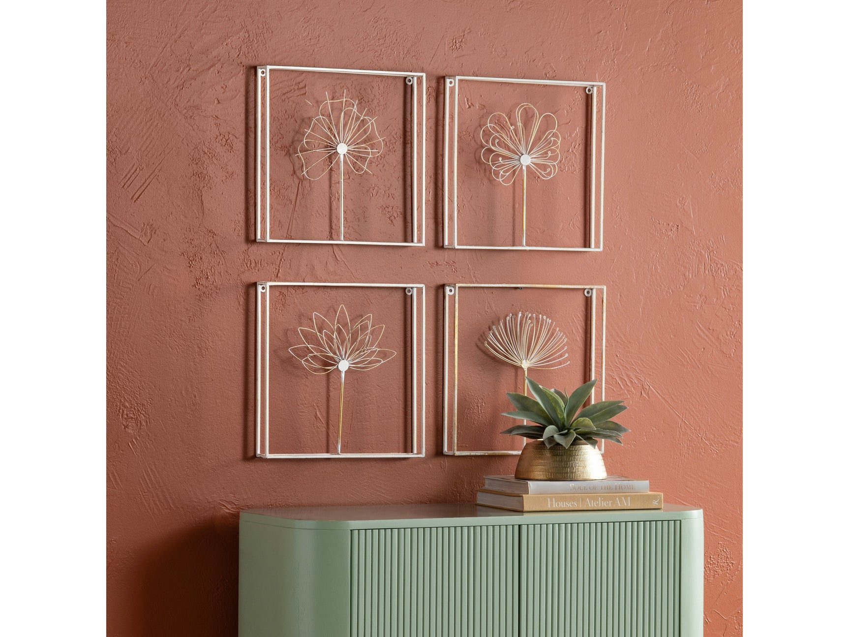 Arabello White/Gold Wall Art (Set Of 4)