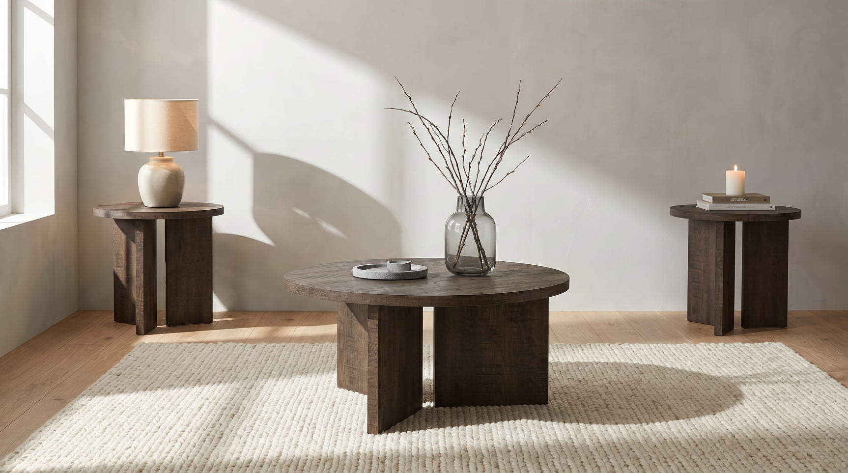 Aragon Dark Rustic Mango Coffee Table Set - Ornate Home