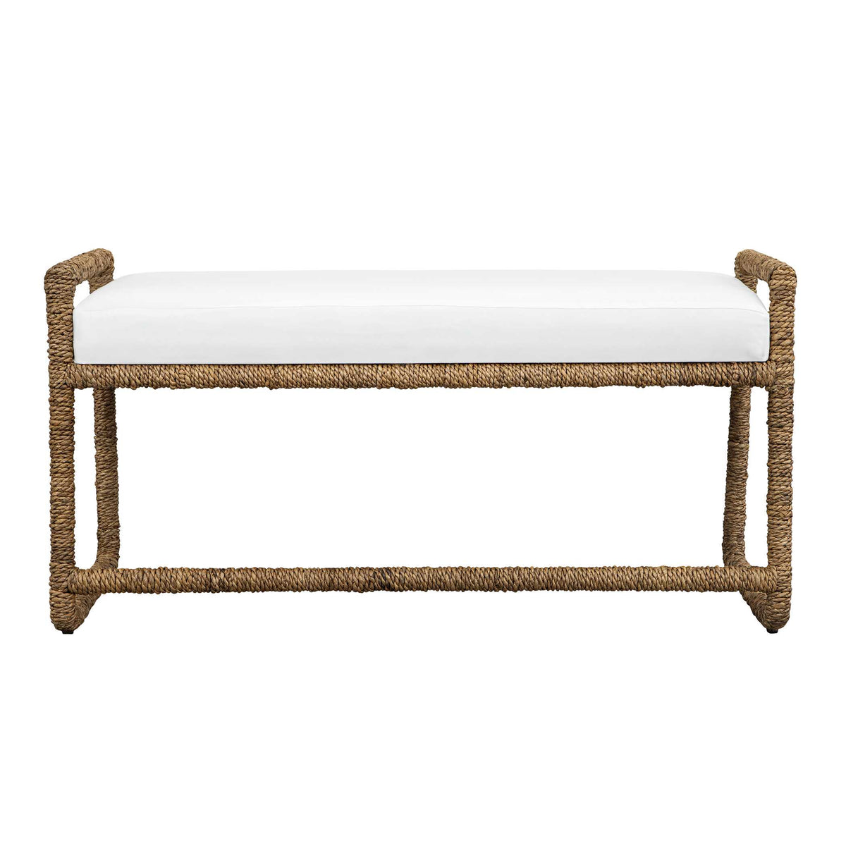 Araiza White Fabric Bench - Ornate Home