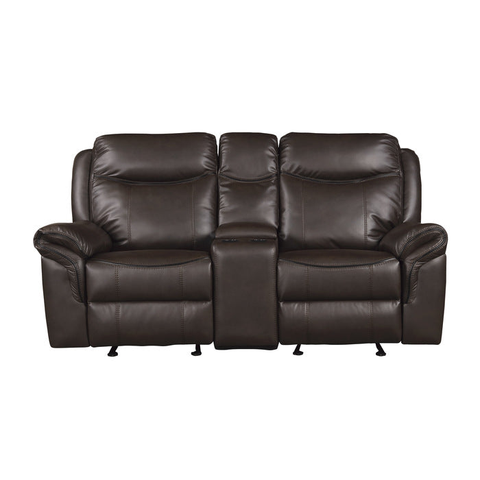 Aram Brown Double Glider Reclining Loveseat - Ornate Home