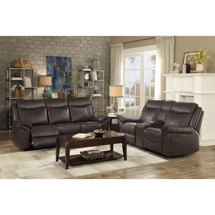 Aram Brown Double Glider Reclining Loveseat - Ornate Home