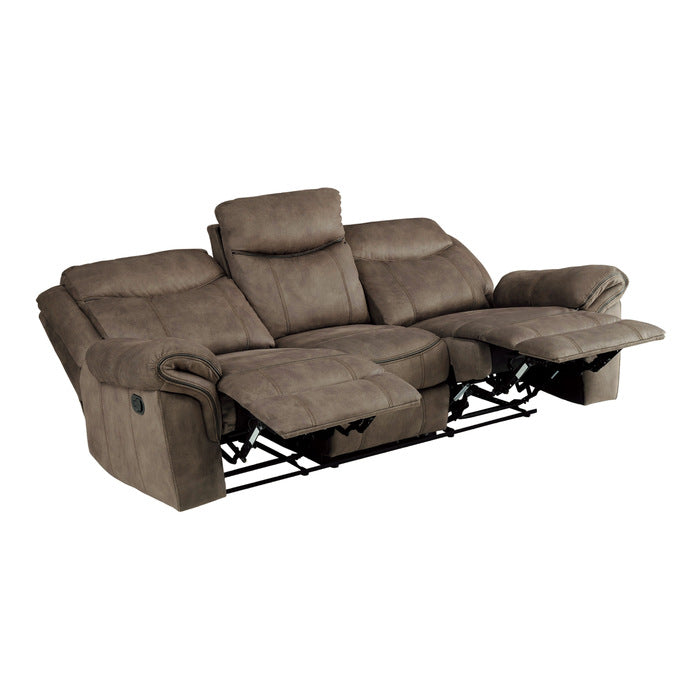Aram Brown Double Reclining Sofa - Ornate Home