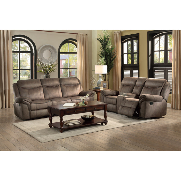 Aram Brown Double Reclining Sofa - Ornate Home