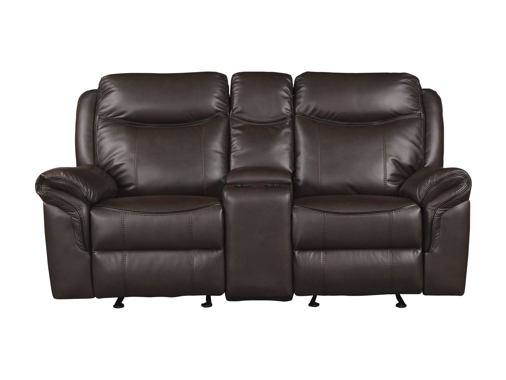 Aram Dark Brown Double Glider Reclining Loveseat - Ornate Home