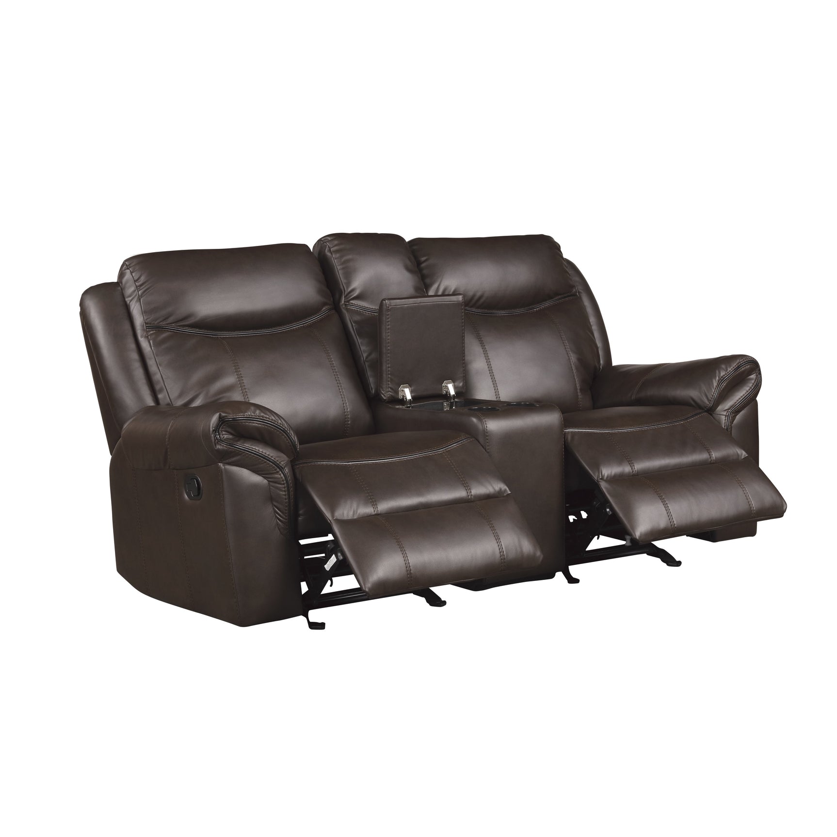 Aram Dark Brown Double Glider Reclining Loveseat - Ornate Home