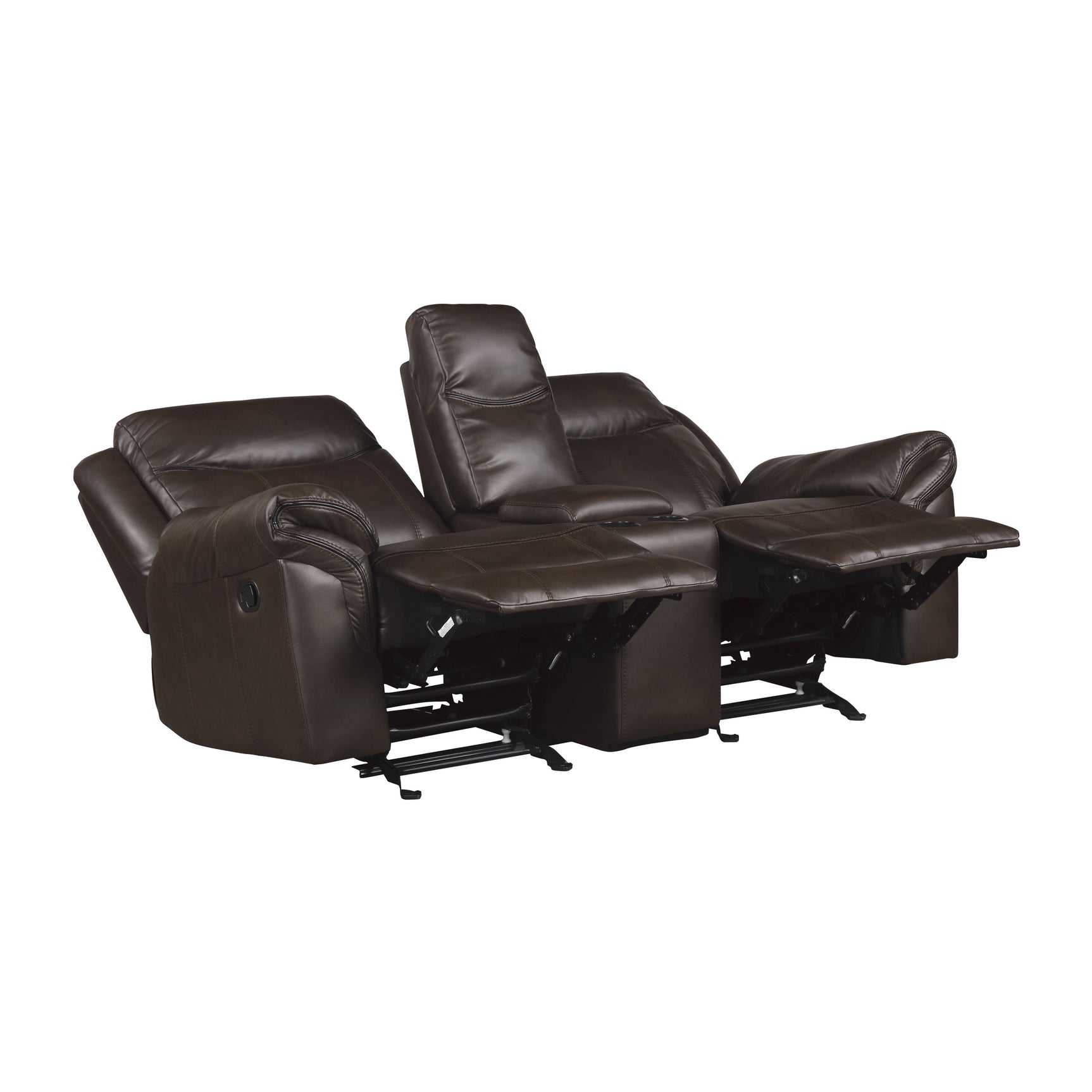 Aram Dark Brown Double Glider Reclining Loveseat - Ornate Home