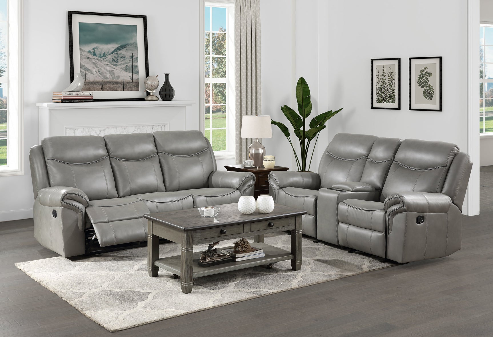 Aram Gray Double Glider Reclining Loveseat - Ornate Home