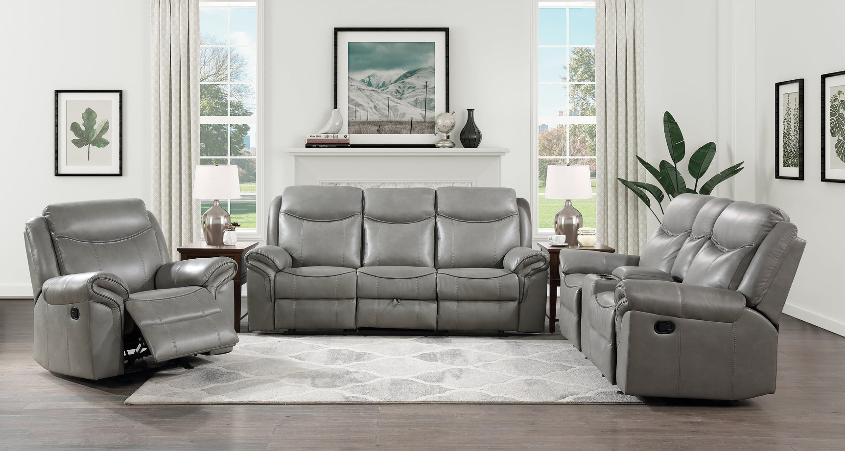 Aram Gray Double Reclining Sofa - Ornate Home