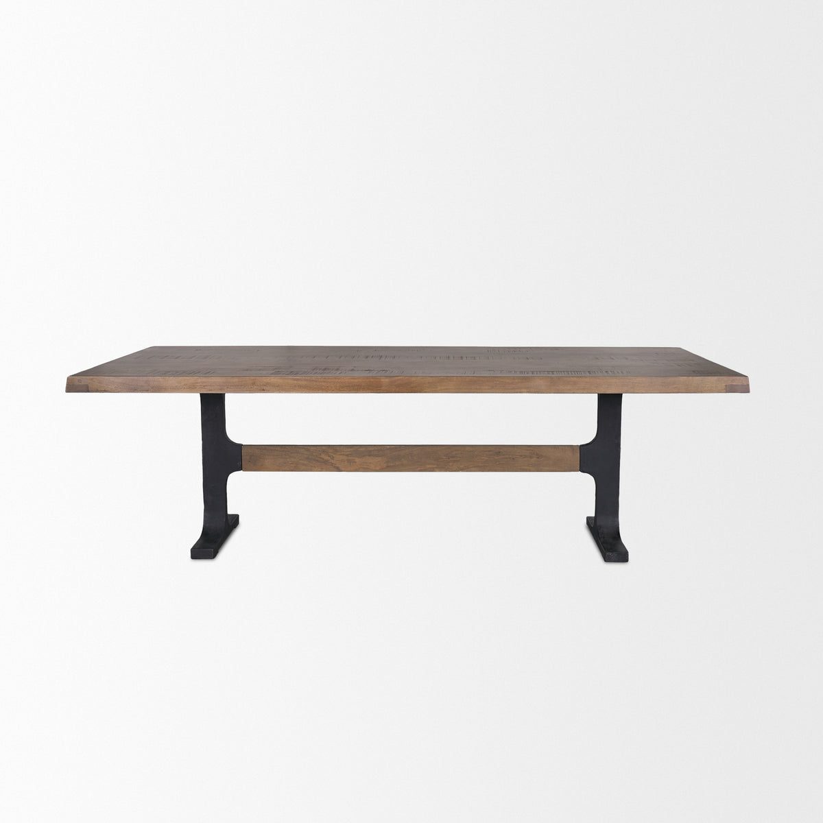 Araxi Brown/Black Rectangular Trestle Dining Table with Dark Brown Wood Top