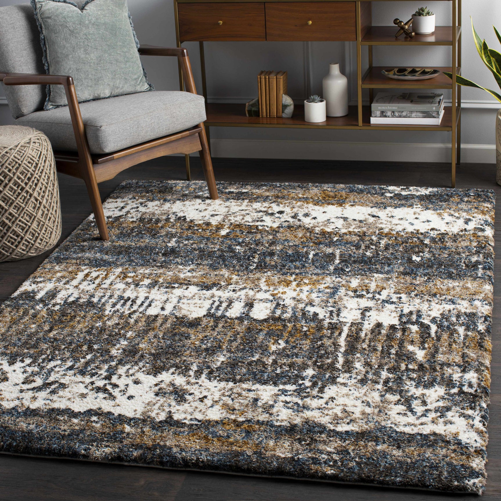 Arboles Abstract Lined Plush Area Rug - Ornate Home