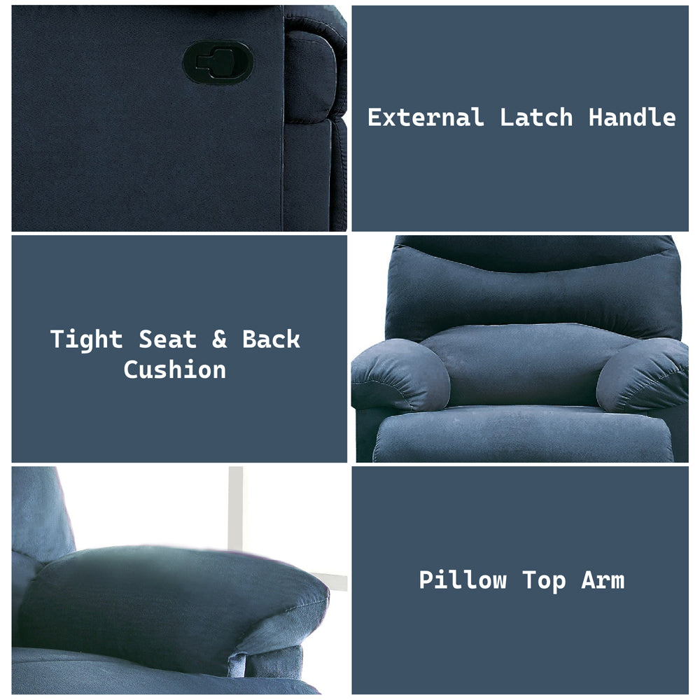 Arcadia Blue Woven Fabric Recliner (Motion) - Ornate Home