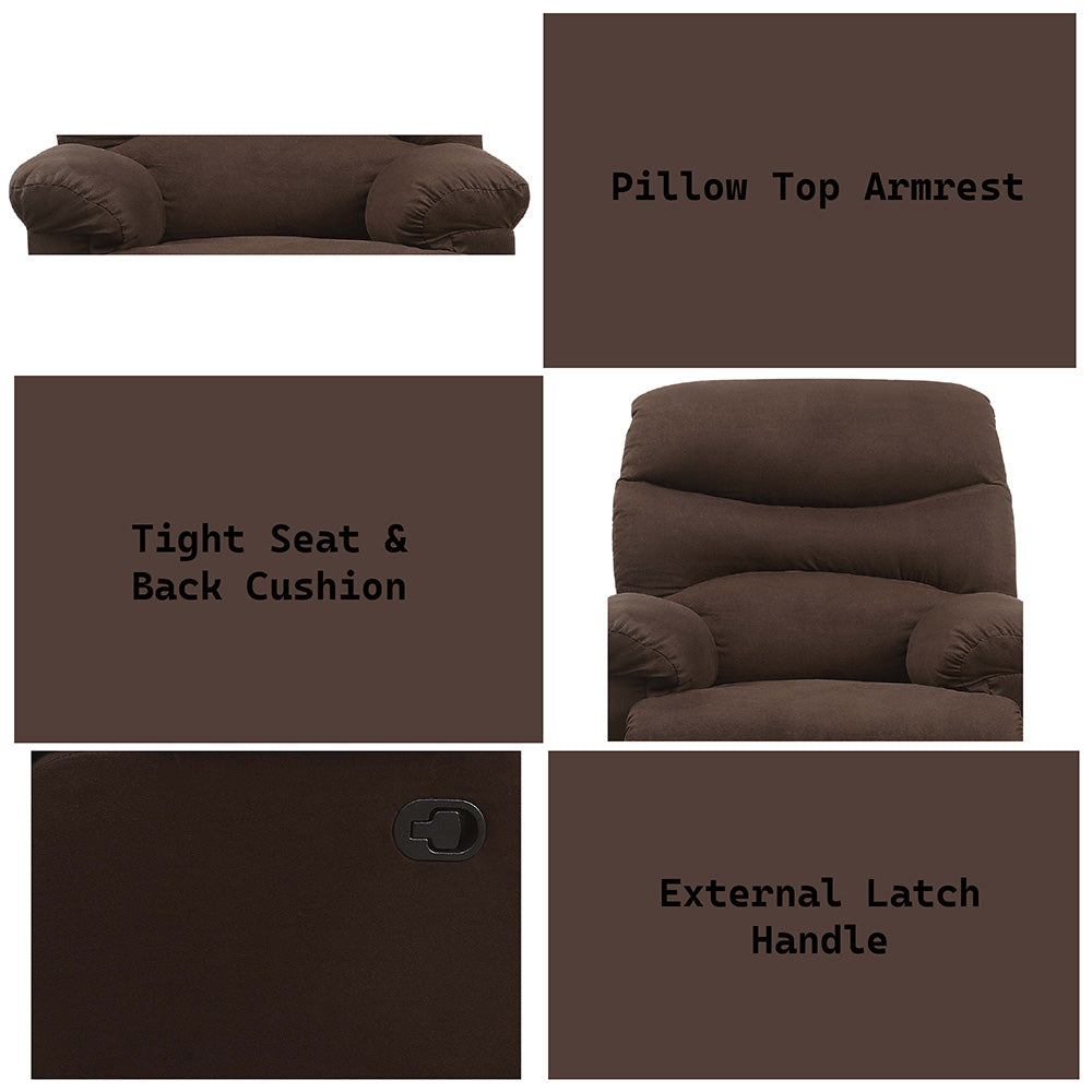 Arcadia Chocolate Microfiber Recliner (Motion) - Ornate Home