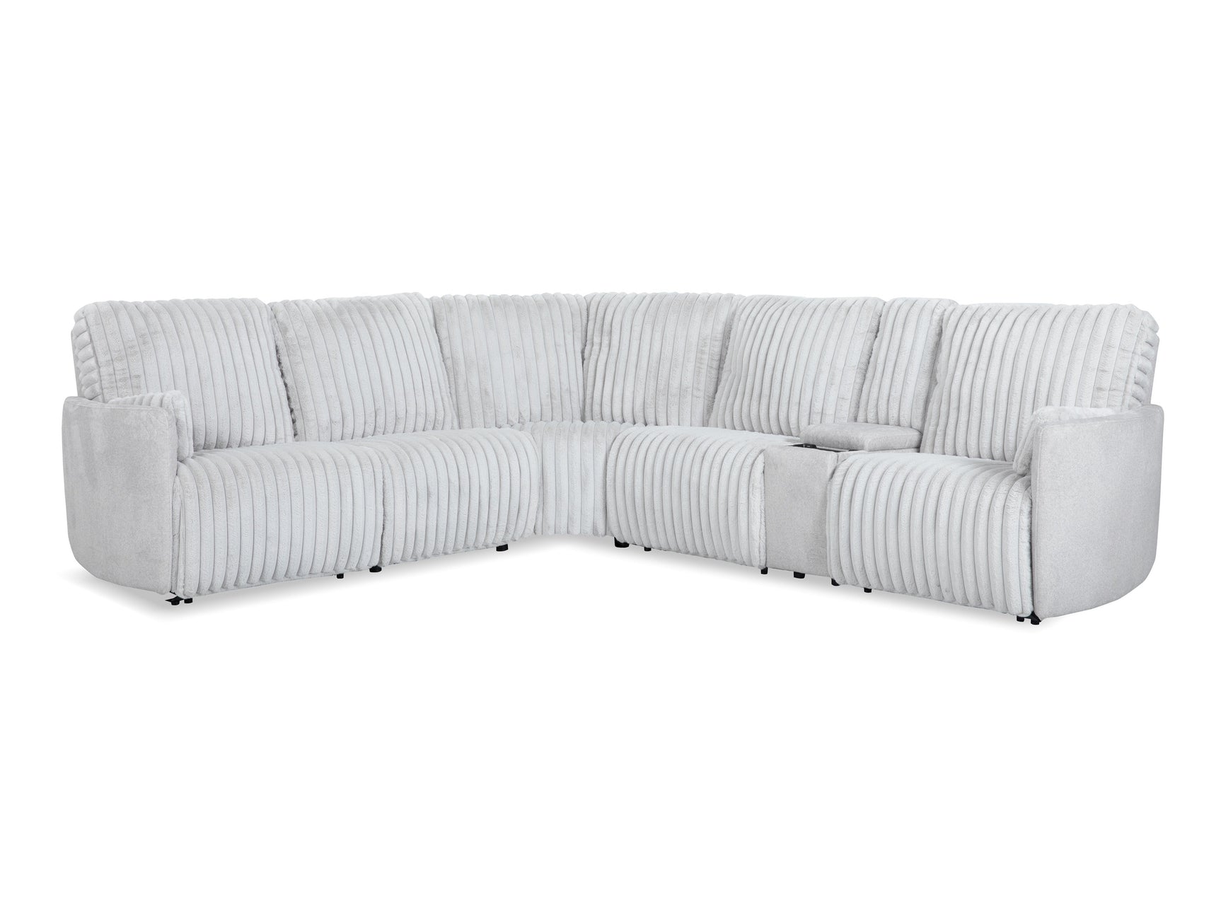 Arcadia Fog 6-Piece Power Reclining Sectional w/ Storage Console - Ornate Home