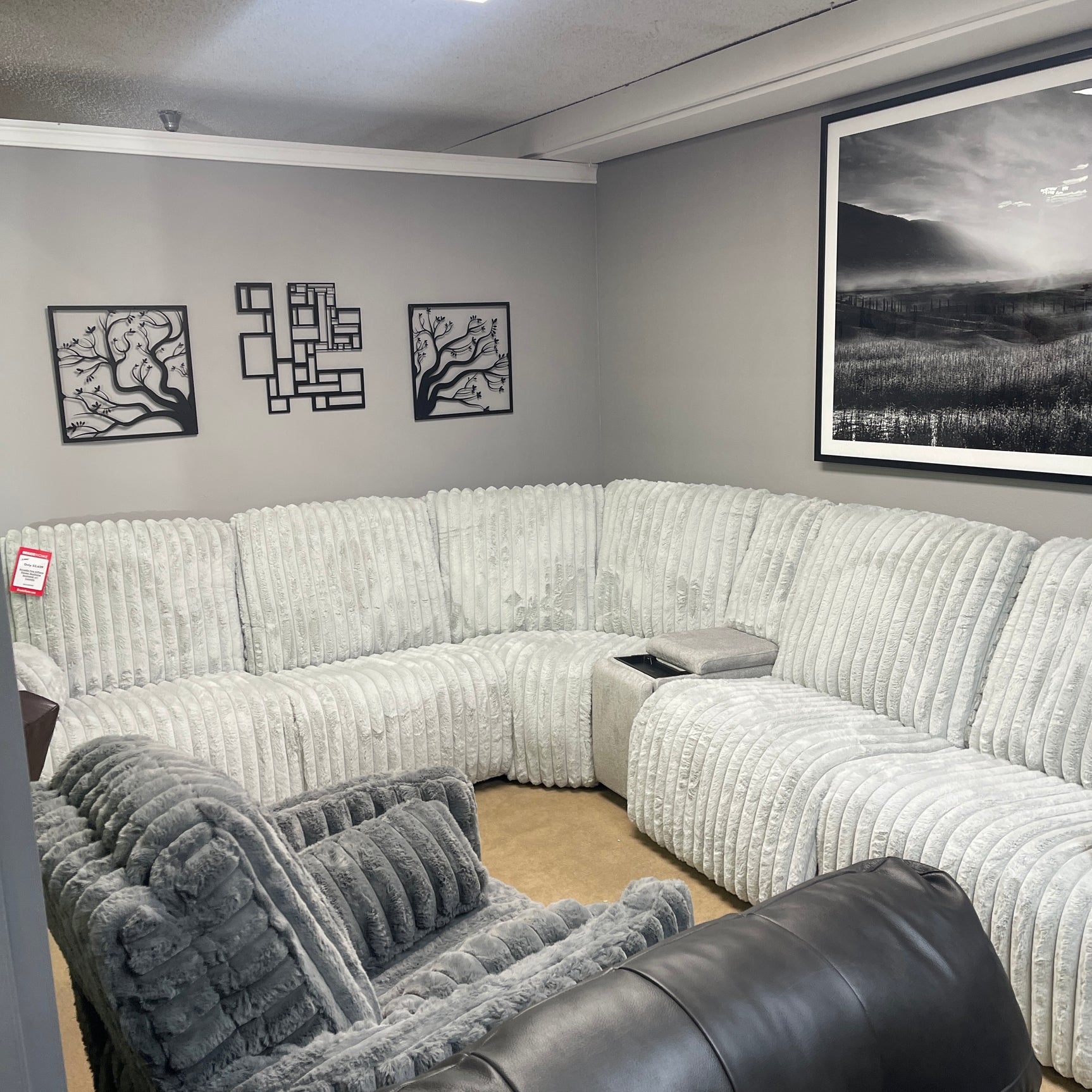 Arcadia Fog 6-Piece Power Reclining Sectional w/ Storage Console - Ornate Home