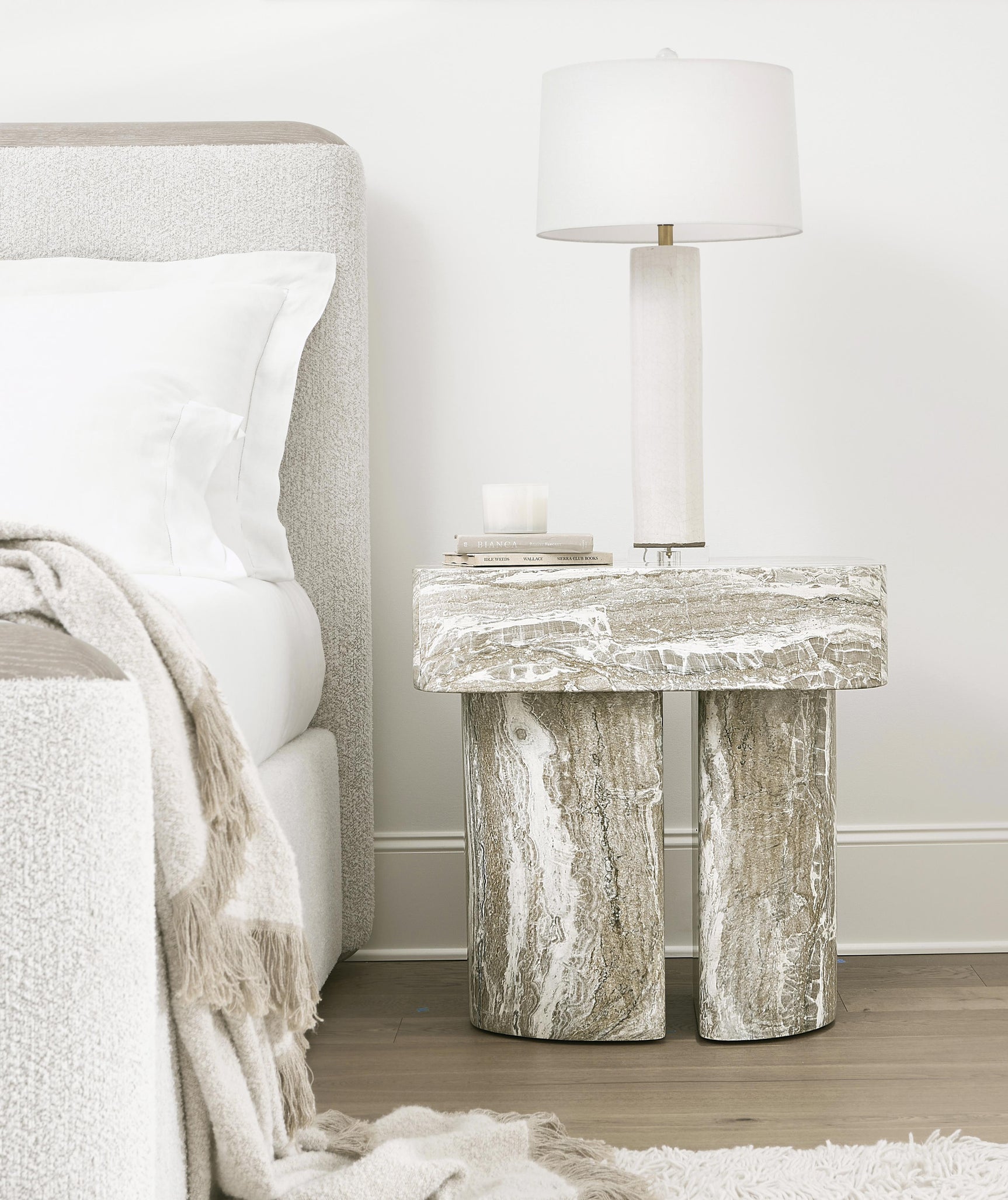 Arcadia Kalta Faux Stone Nightstand - Ornate Home