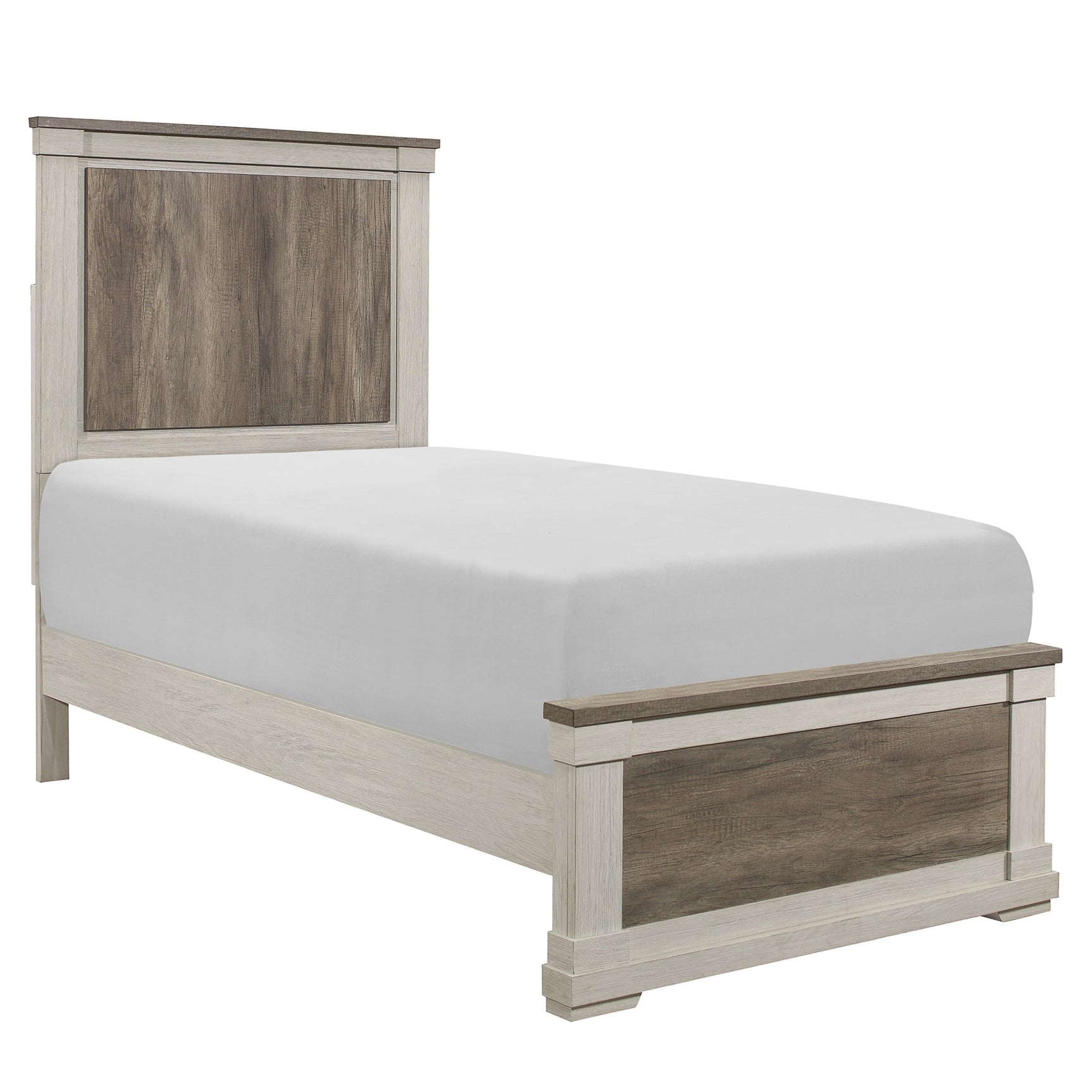 Arcadia White/Weathered Gray Twin Bed - Ornate Home