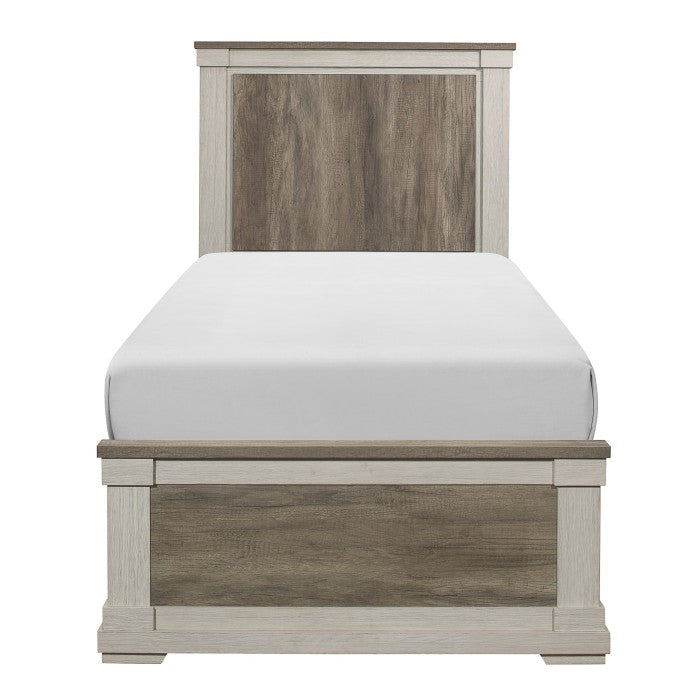 Arcadia White/Weathered Gray Twin Bed - Ornate Home