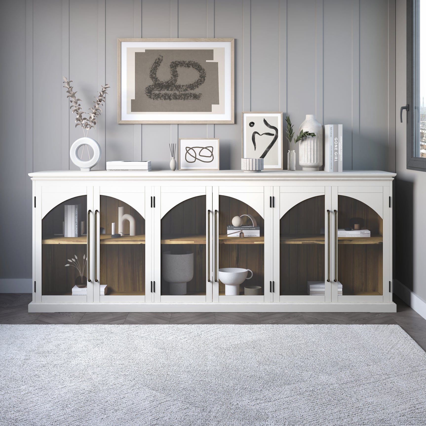 Archdale Antique White 6 Door Accent Cabinet - Ornate Home