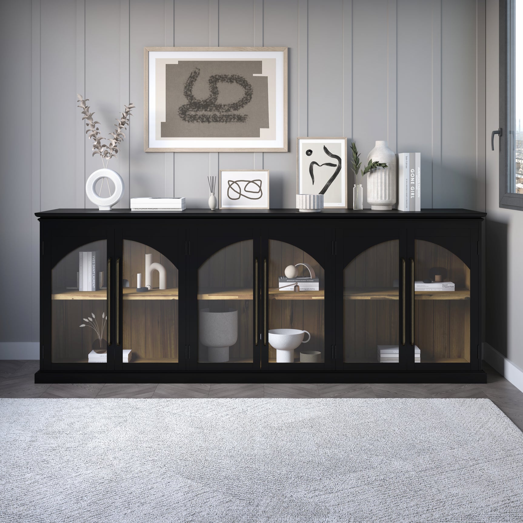 Archdale Black 6 Door Accent Cabinet - Ornate Home