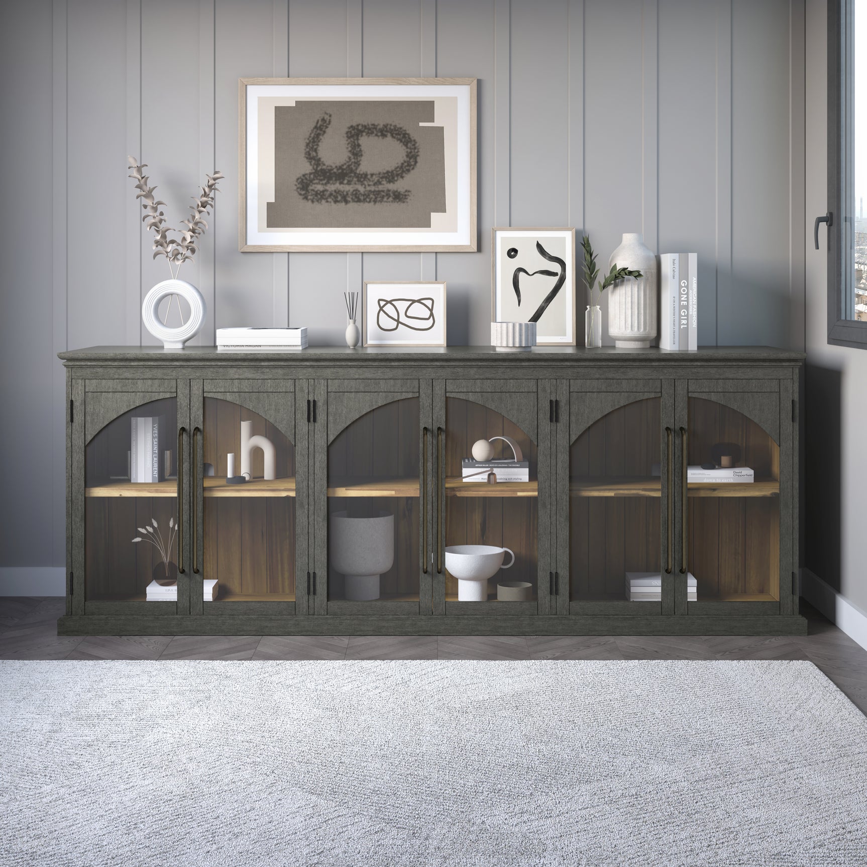 Archdale Grey Six Door Accent Cabinet - Ornate Home