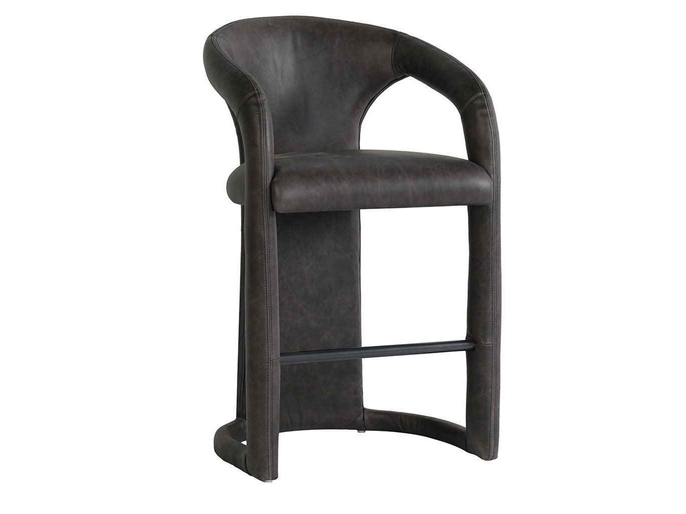 Archie Charcoal Leather Counter Stool - Ornate Home