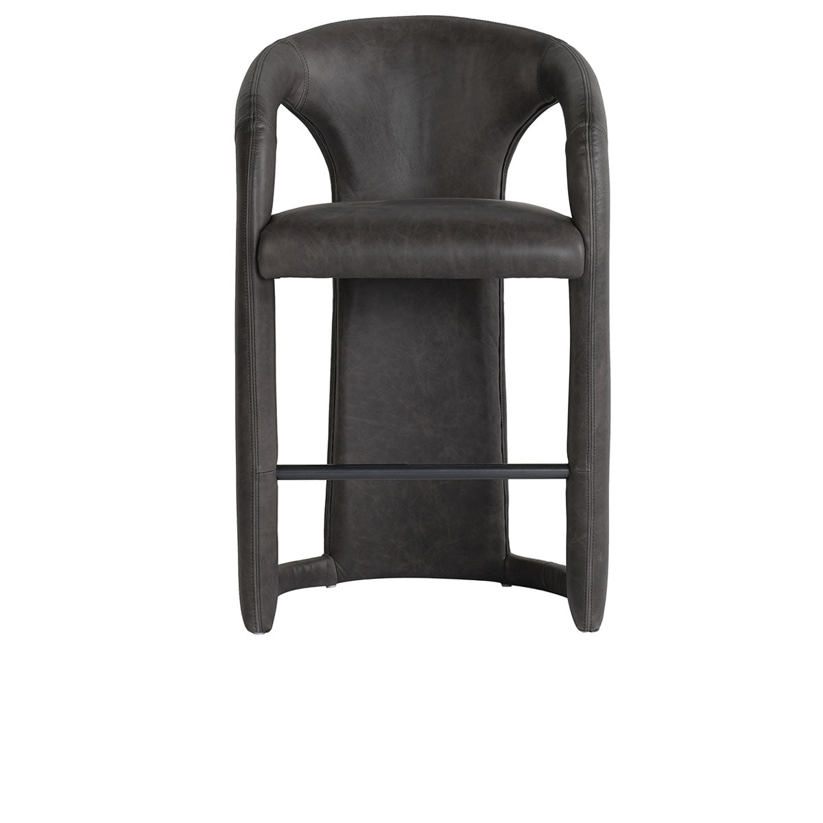 Archie Charcoal Leather Counter Stool - Ornate Home