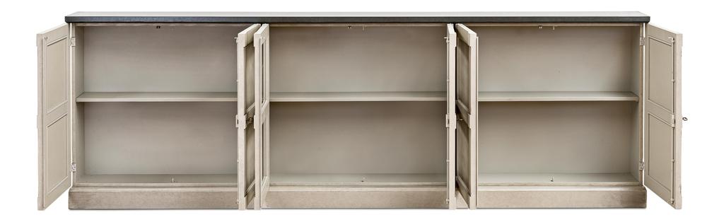 Architectural Storage Grey Six Door Console - Ornate Home