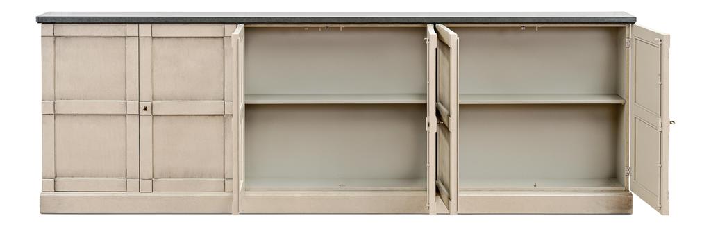 Architectural Storage Grey Six Door Console - Ornate Home