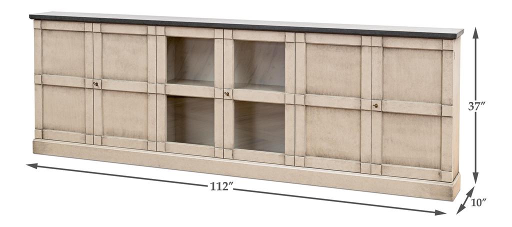 Architectural Storage Grey Six Door Console - Ornate Home