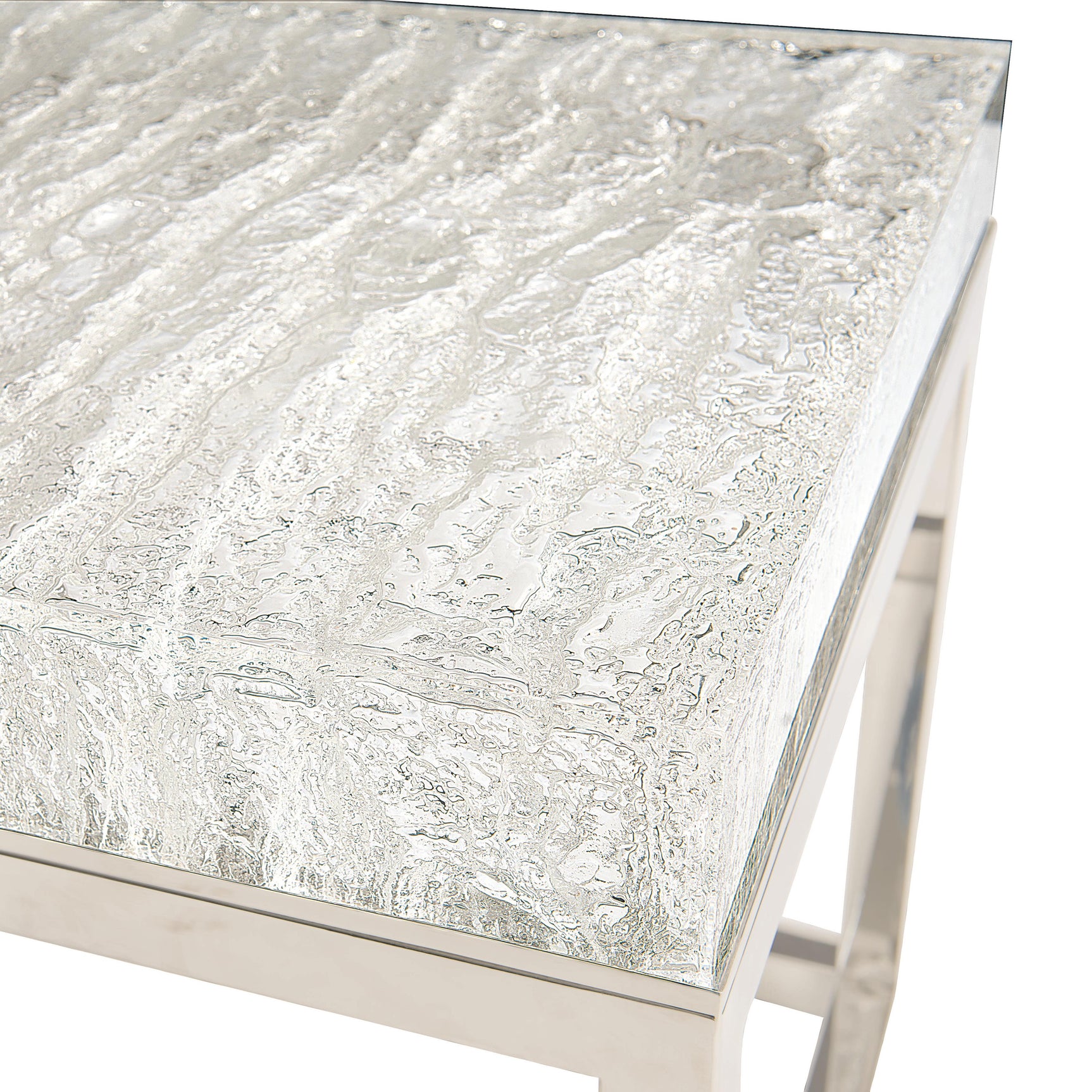 Arctic Acrylic/Polished Stainless Steel Side Table - Ornate Home