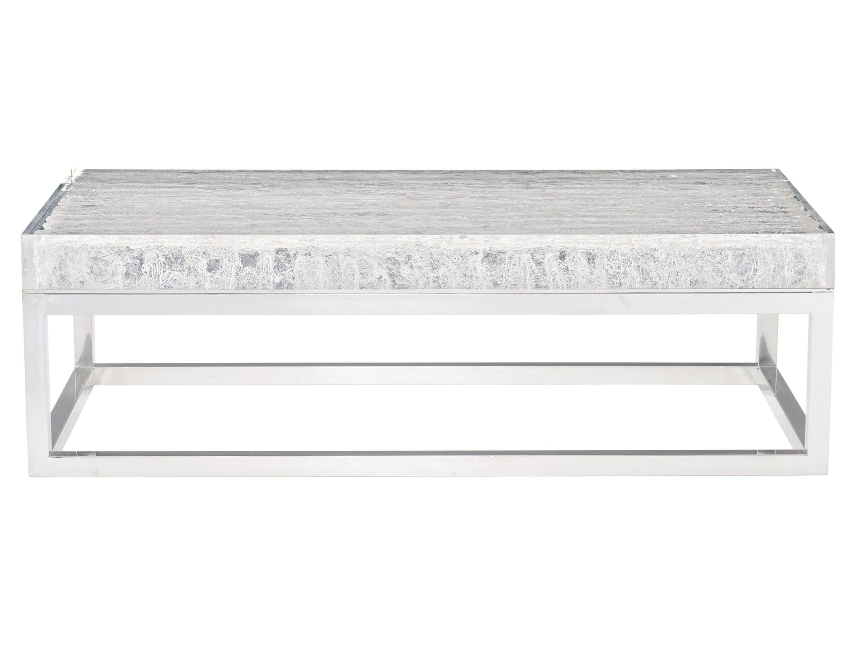 Arctic Ice Acrylic/Polished Stainless Steel Cocktail Table - Ornate Home