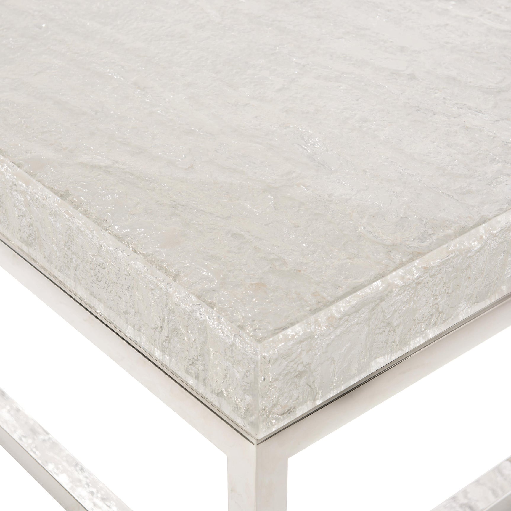 Arctic Ice Acrylic/Polished Stainless Steel Cocktail Table - Ornate Home