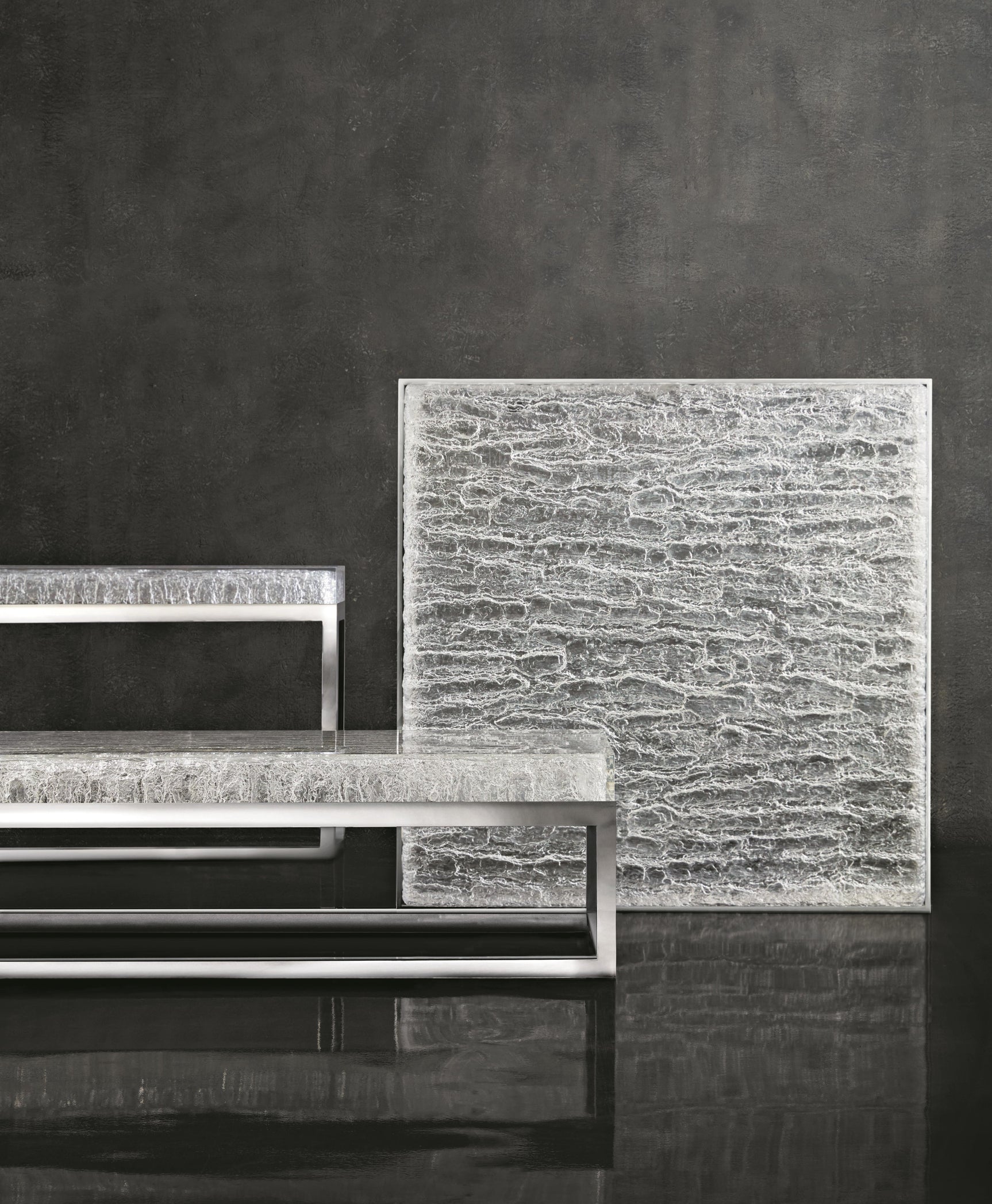 Arctic Ice/Polished Stainless Steel Console Table - Ornate Home