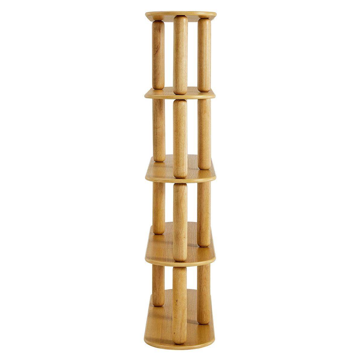 Arcus Oak 4-Tier Oval Wood Bookshelf - Ornate Home