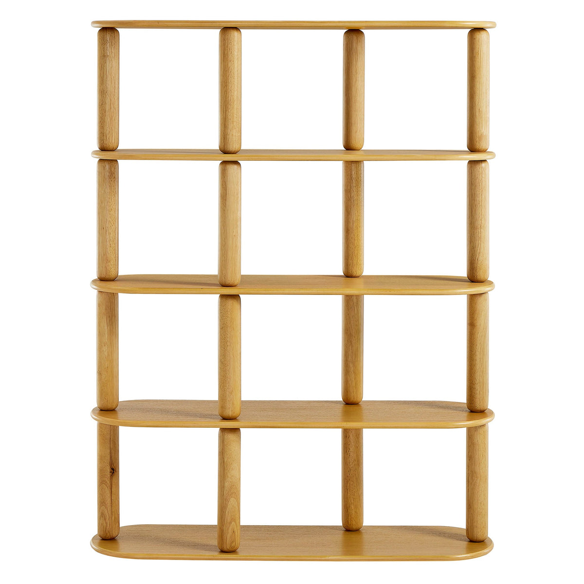 Arcus Oak 4-Tier Oval Wood Bookshelf - Ornate Home