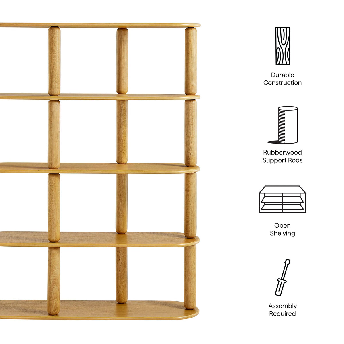 Arcus Oak 4-Tier Oval Wood Bookshelf - Ornate Home