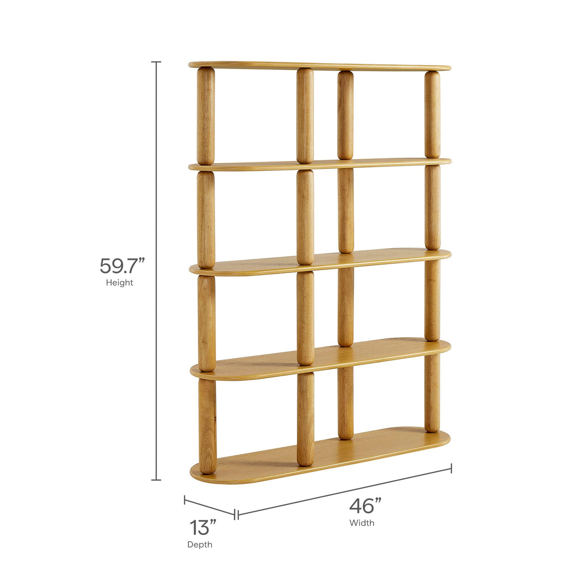 Arcus Oak 4-Tier Oval Wood Bookshelf - Ornate Home
