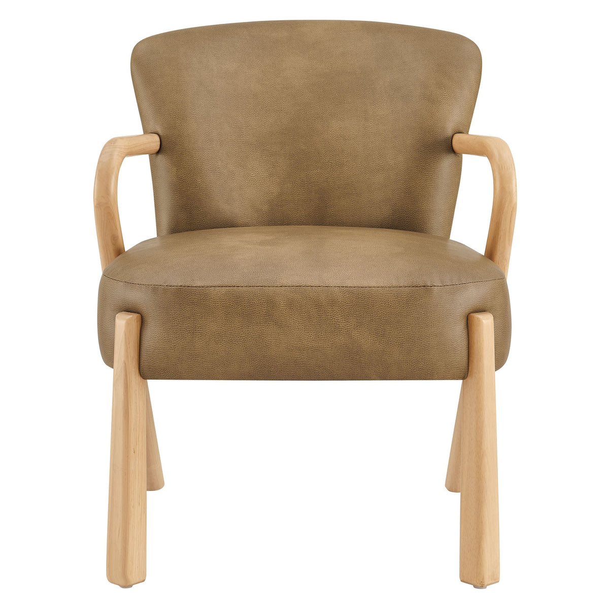 Arden Toast Faux Leather Upholstered Accent Armchair - Ornate Home