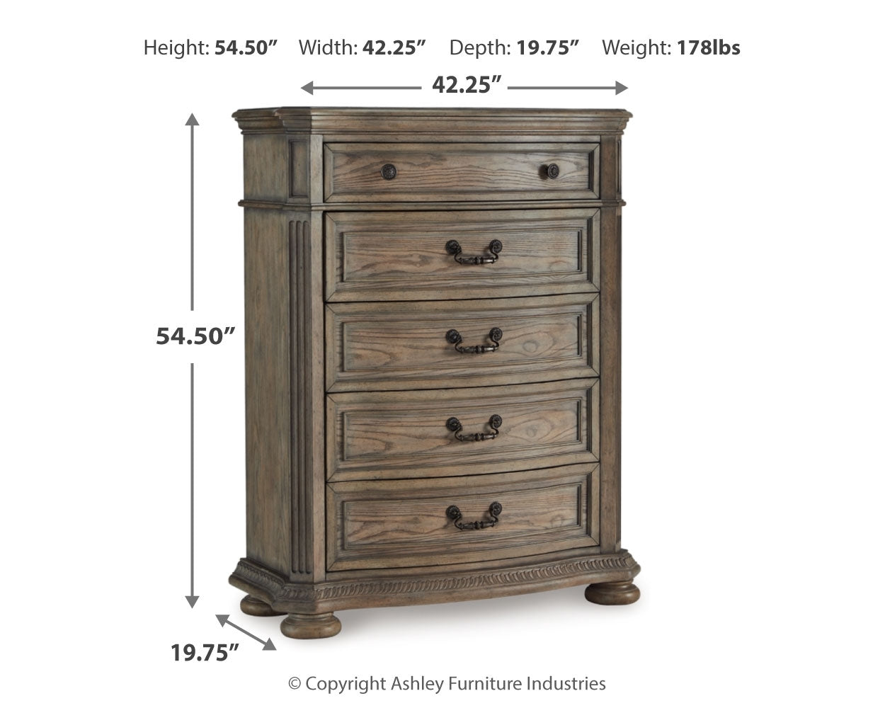 Ardenfield Light Brown California King Sleigh Bedroom Set with Chest and Nightstand - Ornate Home