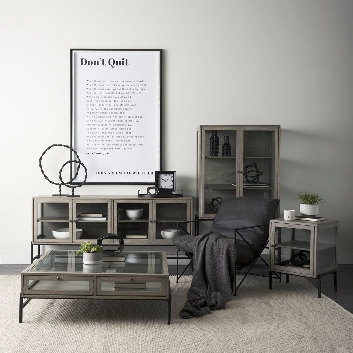 Arelius Gray/Black Wood End/Side Table - Ornate Home