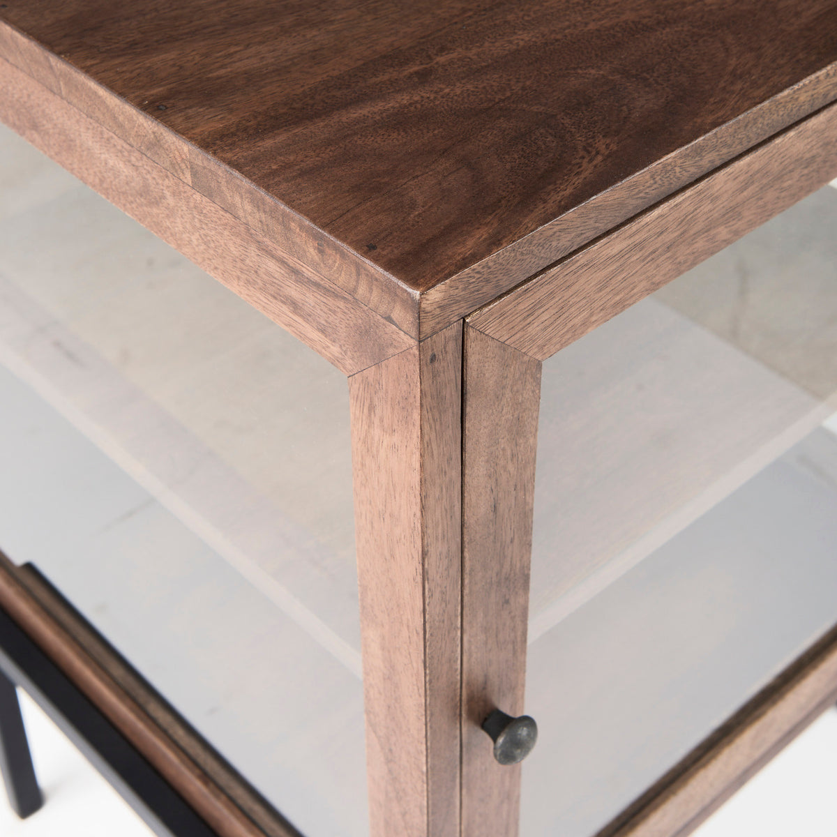 Arelius Medium Brown/Black Wood End/Side Table - Ornate Home